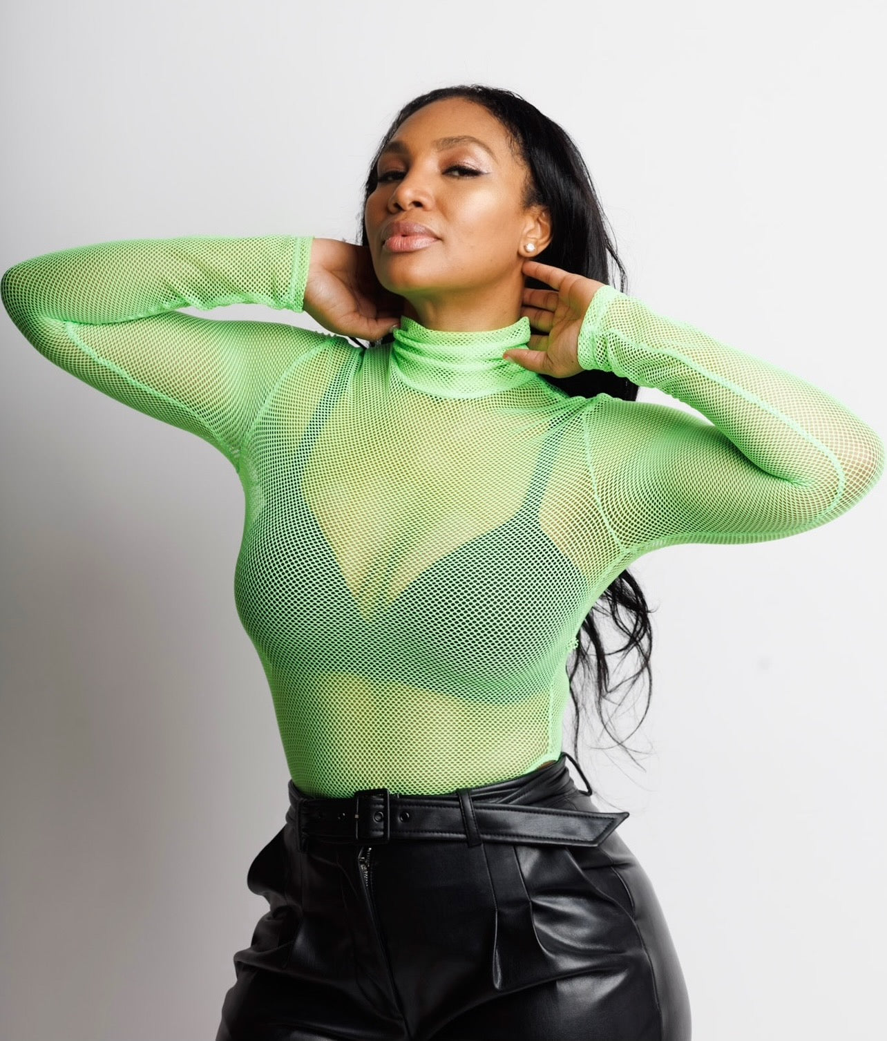 Neon Green Fish Net BodySuit