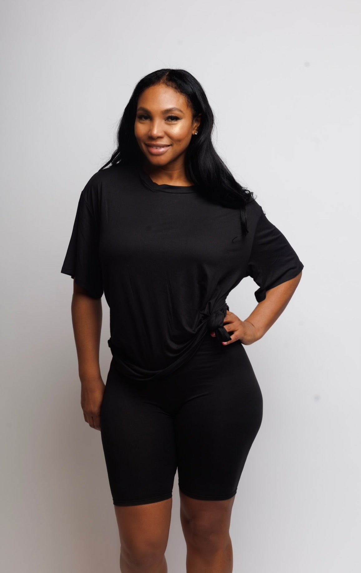 Black biker shorts set