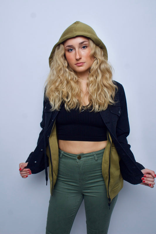 Green and Black Sweater-Jacket