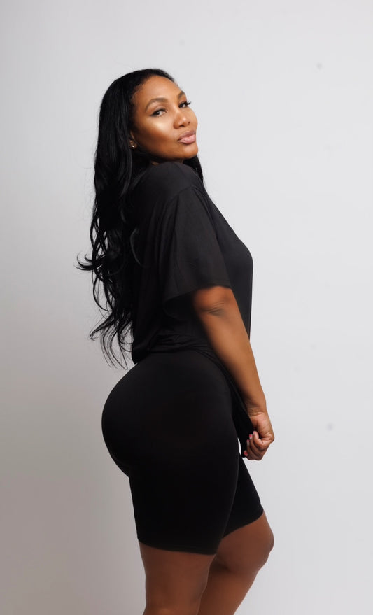 Black biker shorts set